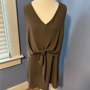 The Impeccable Pig Taupe Tie-Front Mini Dress